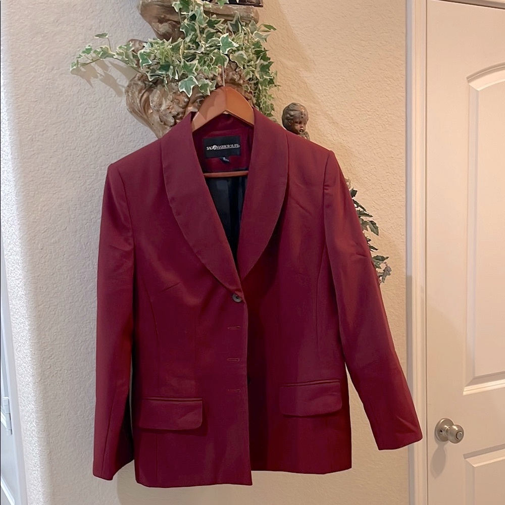 Sag Harbor Red Blazer Classic Tailored Style NEW Sz:14 wine Collar long sleeve